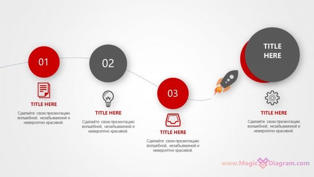 Шаблон диаграммы для PowerPoint: Путь ракеты